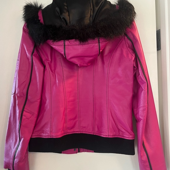 Danier Leather Fushia Motto Jacket - Picture 2 of 5